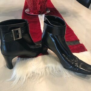 Nordstrom Black Heeled Boots with Buckle